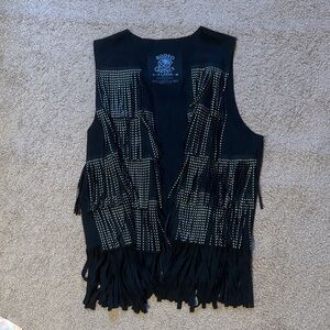 Rodeo Quincy Black Studded Fringe Vest - Women's